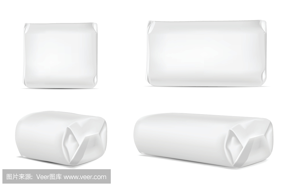 白色空白箔或纸包装孤立在白色背景上